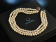 Kennedy Style! 3reihige Akoya Zuchtperlen Kette Gold 750 Saphire Rubine Diamant