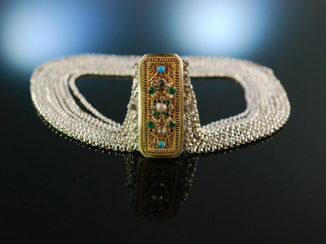 Beautiful to the costume! Traditional historical crop necklace silver 9row Freising around 1850