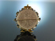 Mit der bayrischen Krone! Historische Trachten Münz Brosche Silber vergoldet um 1880