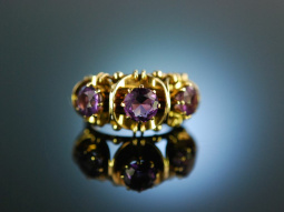 Schicke Fifties! Vintage Cocktail Ring Gold 585 Amethyste um 1955