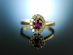 My Love! Verlobungs Engagement Ring Gold 585 Rubin Diamanten um 1960