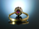 My Love! Verlobungs Engagement Ring Gold 585 Rubin Diamanten um 1960