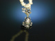 Um 1820! Antiker Diamant Rosen Anh&auml;nger Silber mit Saatperlen Kette
