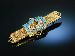 Historismus um 1870! Viktorianische Brosche Gold 585 Diamantrosen