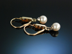 M&uuml;nchen um 1890! Zarte Ohrringe Gold 585 Opale und Perlen