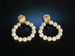 Classy Pearls! H&uuml;bsche Akoja Zuchtperlen Ohrringe Gold 585