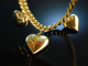 Heart Necklace! Schweres Panzer Collier mit Herz Anh&auml;ngern Silber 925 vergoldet