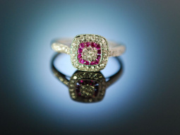 Marry me! Verlobungs Ring Wei&szlig; Gold 750 Rubine Brillanten