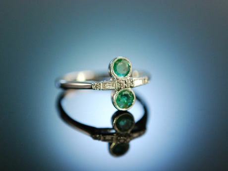 My Love! Engagement Freundschafts Ring Wei Gold 750 Smaragde Diamanten
