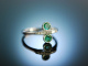 My Love! Engagement Freundschafts Ring Wei&szlig; Gold 750 Smaragde Diamanten
