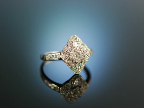 Be my Diamond! Verlobungs Brillant Ring Wei&szlig; Gold 750 Edwardian Style