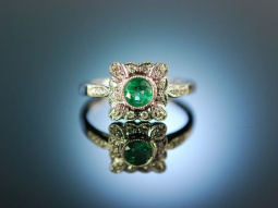 My true Love! Verlobungs Engagement Ring Wei&szlig; Gold 750 Smaragd Brillanten