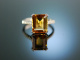 Feines Leuchten! Edler Ring Wei Gold 750 Citrin Brillanten