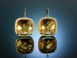 Funkelnd wie die Sonne! Ohrringe Wei&szlig; Gold 750 Citrine Brillanten