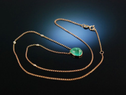 Edles Gr&uuml;n! Traum Collier Ros&eacute; Gold 750 Smaragd Tropfen Brillanten