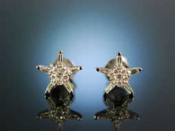Bright Stars! Wundervolle Stern Ohrringe Wei&szlig; Gold 750 Diamanten