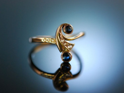 You and me! Historischer Verlobungs Engagement Ring Gold 585 Saphire Saatperlen