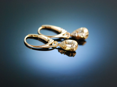 Historisches Funkeln! Ohrringe Silber vergoldet Diamantrosen um 1850