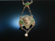 Um 1910! Jugendstil Plique  jour Collier im gyptischen Stil Silber 800 Fenster Email