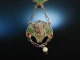 Um 1910! Jugendstil Plique  jour Collier im gyptischen Stil Silber 800 Fenster Email