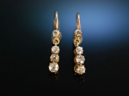 Exquisites Funkeln! H&uuml;bsche historische Diamant Ohrringe Rotgold 585 um 1910