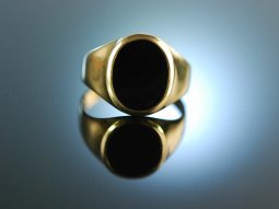 Um 1950! Klassischer Siegel Wappen Familien Ring Gold 333 Onyx ungraviert