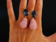Rose and Blue! Schicke Ohrringe Silber 925 vergoldet Saphire Rosen Quarz