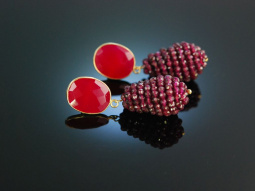 Variation of Red! Schicke Ohrringe Silber 925 vergoldet Roter Achat und Granat