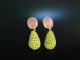 Rose and Green! Schicke Ohrringe Silber 925 vergoldet Rosen Quarz und Peridot