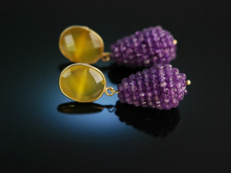 Lemon and Violet! Schicke Ohrringe Silber 925 vergoldet...