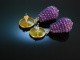 Lemon and Violet! Schicke Ohrringe Silber 925 vergoldet Achat und Amethyst