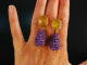 Lemon and Violet! Schicke Ohrringe Silber 925 vergoldet Achat und Amethyst