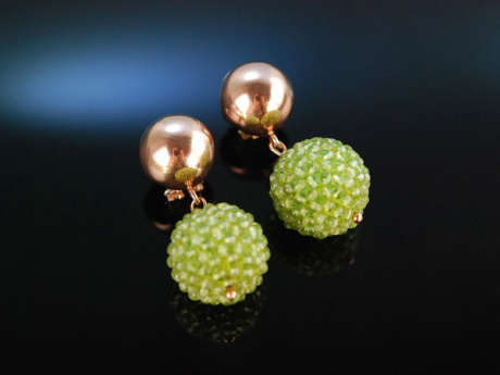 Shiny Green! Schicke Ohrringe Silber 925 ros&eacute; vergoldet Peridot