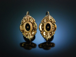 &Ouml;sterreich um 1860! H&uuml;bsche Biedermeier Ohrringe Silber 800 vergoldet schwarzes Email