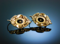&Ouml;sterreich um 1860! H&uuml;bsche Biedermeier Ohrringe Silber 800 vergoldet schwarzes Email