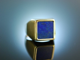 Edle Tradition! Familien Wappen Siegel Ring Gold 585 Lapislazuli ungraviert