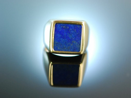 Edle Tradition! Familien Wappen Siegel Ring Gold 585 Lapislazuli ungraviert