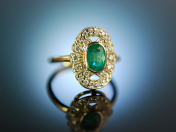 Klassisch sch&ouml;n! Wundervoller Smaragd Ring Gold 585 Brillanten
