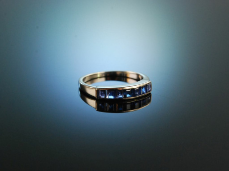 Finest Quality! Half Memory Ring White Gold 750 Sapphire around 1980