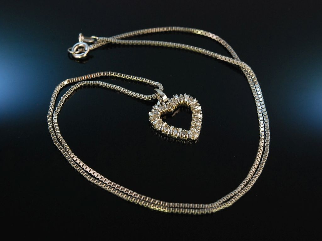 14 Karat Weißgold Geschenke für Frauen polierter Diamant Schmuck 13,5 x 12,75 mm Halskette Herz-Medaillon 