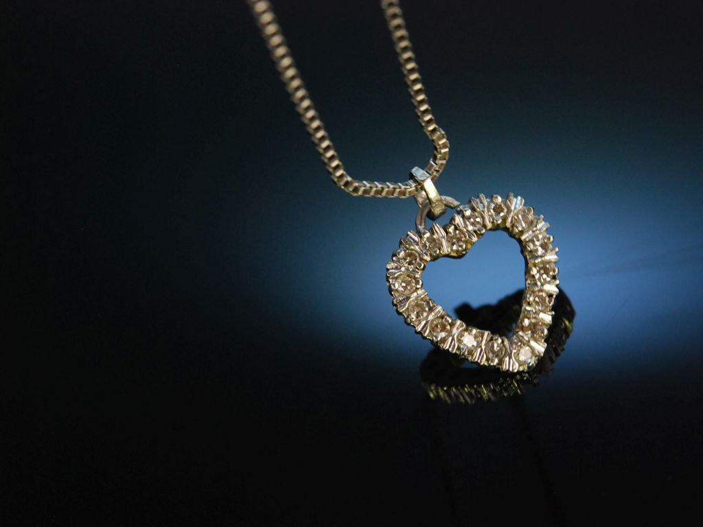 Gold Diamond Anhänger € 333 Weiß mit Herz Diamanten, 259,00 Kette Heart!