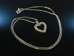 Diamond Heart! Herz Anh&auml;nger mit Kette Wei&szlig; Gold 333 Diamanten