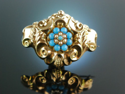 Munich Biedermeier around 1850! Brooch foam gold 333 seed...