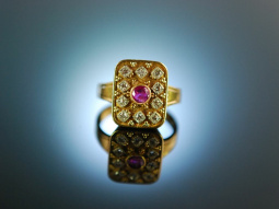 M&uuml;nchen um 1950! Goldschmiede Ring Gold 750 Rubin Diamanten