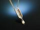 Finest Art Deco! Collier um 1920 Wei&szlig; Gold 585 Diamanten Zuchtperle