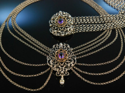 Wundersch&ouml;n zur Tracht! Dirndl Kette und Armband Silber 835 Amethyst teilvergoldet M&uuml;nchen um 1950