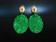 Green Jade! Schöne Ohrringe Silber 925 vergoldet Jade Scheiben