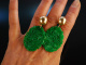 Green Jade! Schöne Ohrringe Silber 925 vergoldet Jade Scheiben