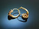 Very sweet! Granat Rosetten Ohrringe Gold 333 M&uuml;nchen um 1950