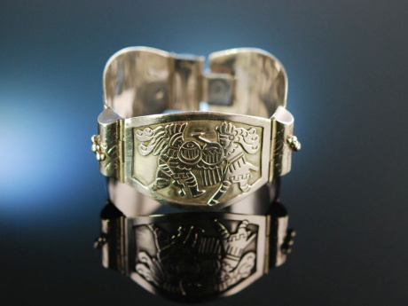 Inka Style! Großes Armband Silber 925 Mexico um 1960
